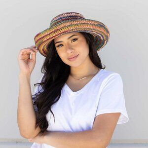 San Diego Hat Company Women's Crocheted Raffia Kettle Brim Hat